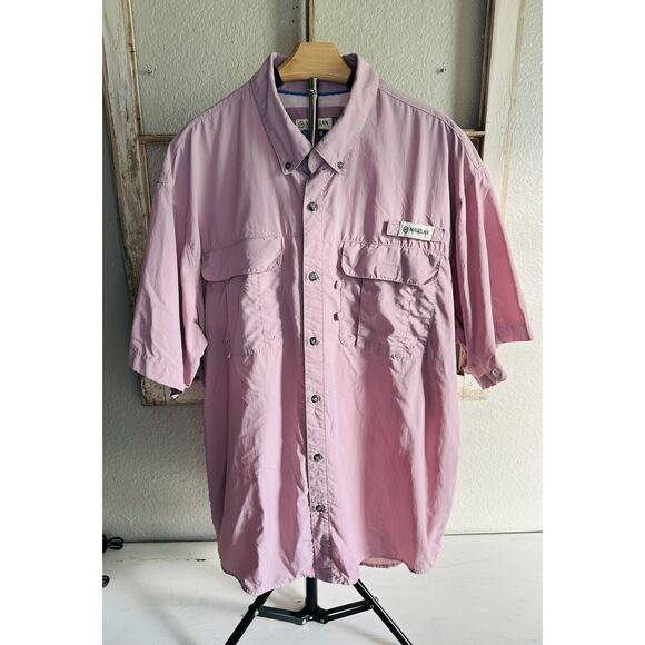 Magellan Mens XL Fishing Shirt Short Sleeve Vented Relaxed Fit Mauve Fish Gear - Picture 1 of 12